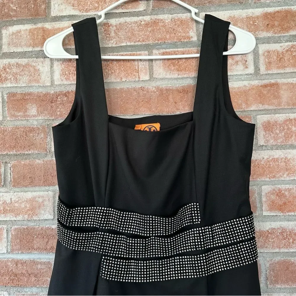 Tory Burch Crystal Cocktail Dress A Line Knee Length Women’s 8 Black Party